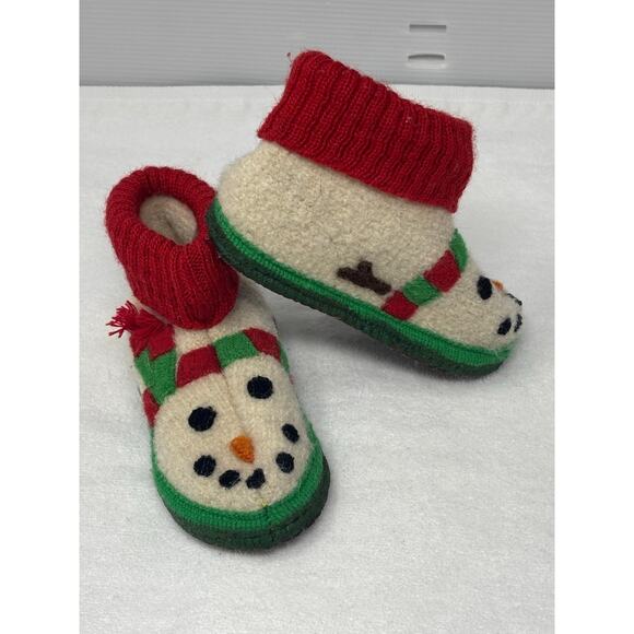 Garnet Hill Snowman Slippers Boiled Wool Poland Toddler Size 06 Winter Christmas - Picture 2 of 7